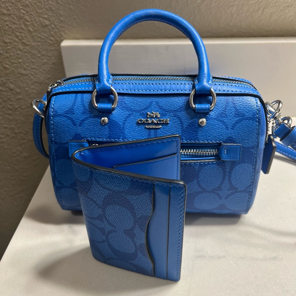 Coach Blue mini Rowan crossbody.